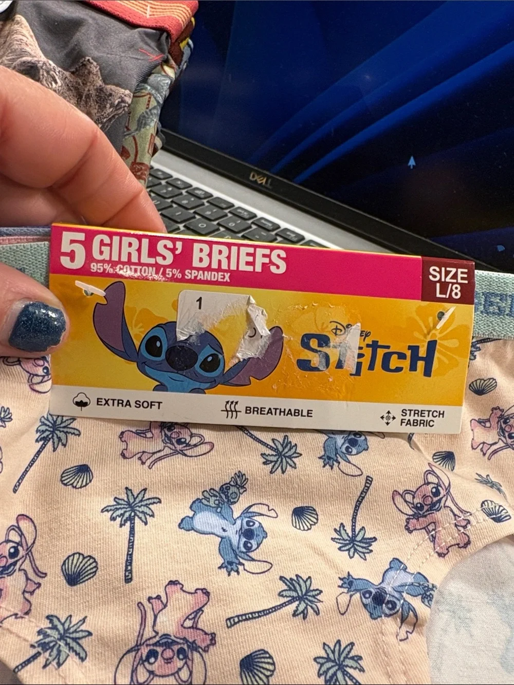 Disney Girls' Stitch Print Briefs Peach and Blue - Picture 2 of 8